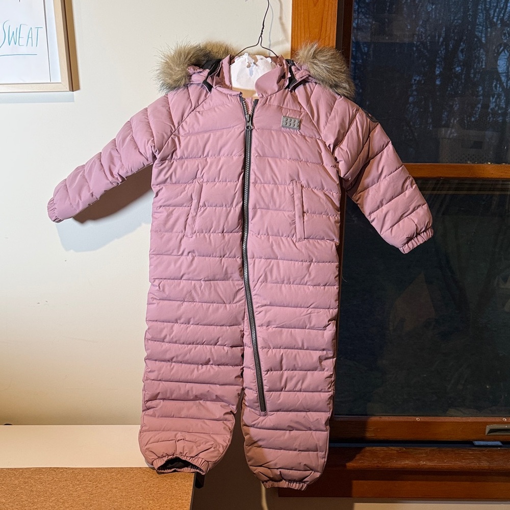LEGO Wear - Cozy Pink/Light Purple Baby Snowsuit with Fur Hood, size 2T